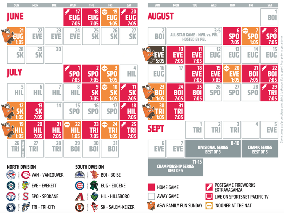Vancouver Canadians 2020 Northwest League schedule