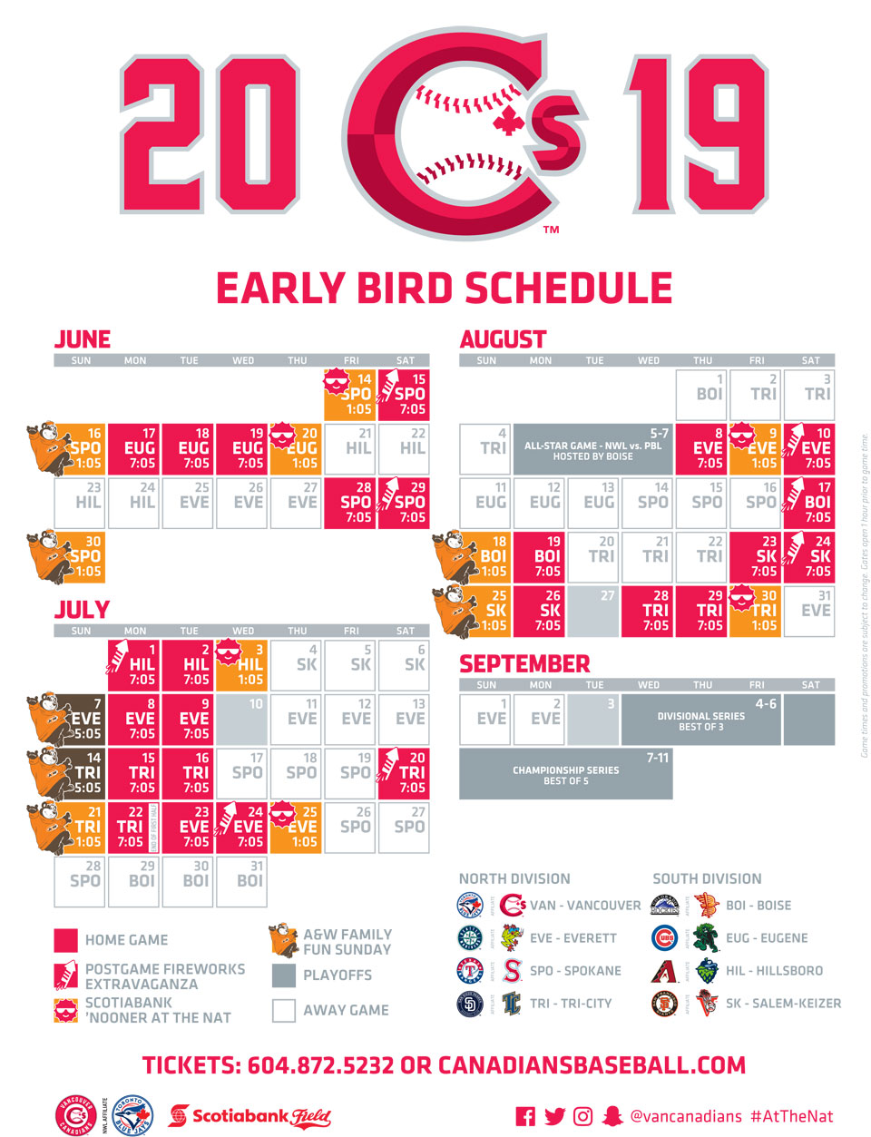 Vancouver Canadians 2019 Schedule