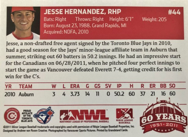 Vancouver Canadians Jesse Hernandez