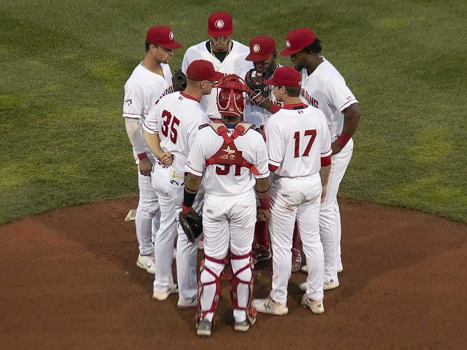 Vancouver Canadians Garrett Farmer Mound Meeting