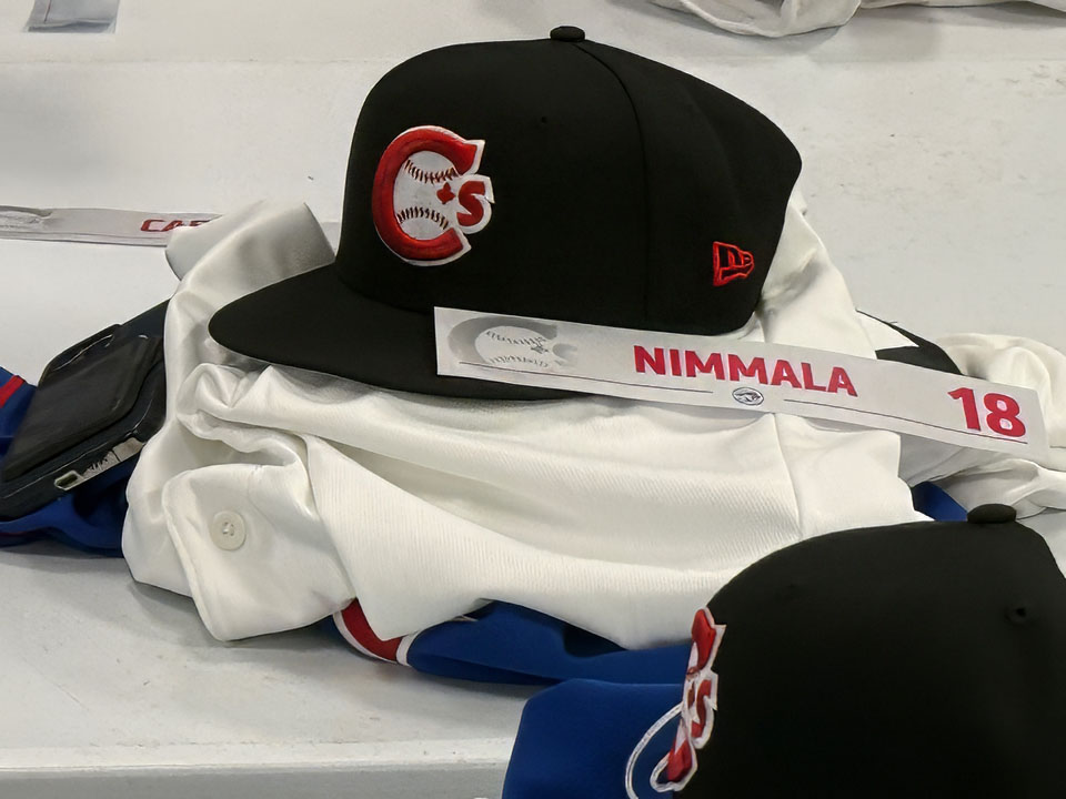 Vancouver Canadians Arjun Nimmala name plate and cap